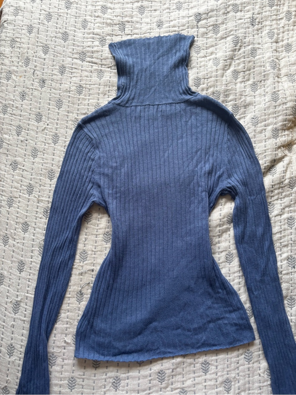Blue Ribbed Turtleneck Sweater - Picture 5 of 5